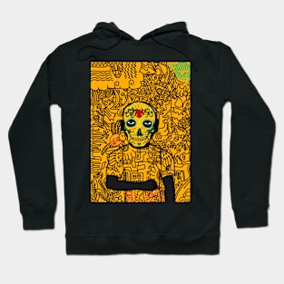 Mysterious Doodle Art - Mexican Male with Dark Eyes and Gray Item Hoodie